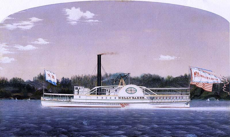 James Bard Nelly Baker, New England steamboat built 1855 Sweden oil painting art